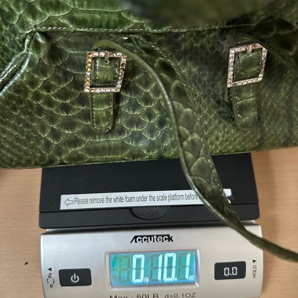 Jessica McClintock Vegan Crocodile Leather, VTG, Y2K. Green Boho. Whimsical goth - Picture 10 of 11